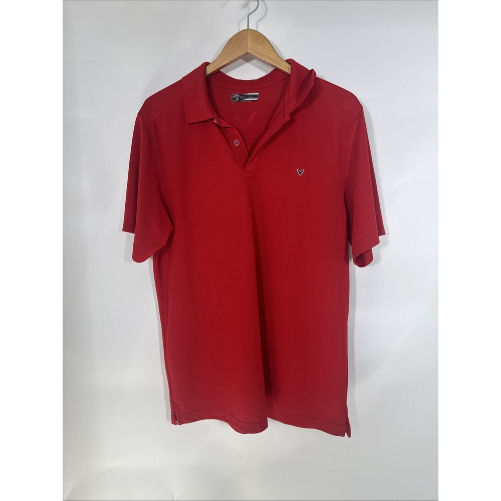 Men's Callaway Cooling UPF 50+ Opti-Dri‎ Golf Short Sleeve Polo Large Red L